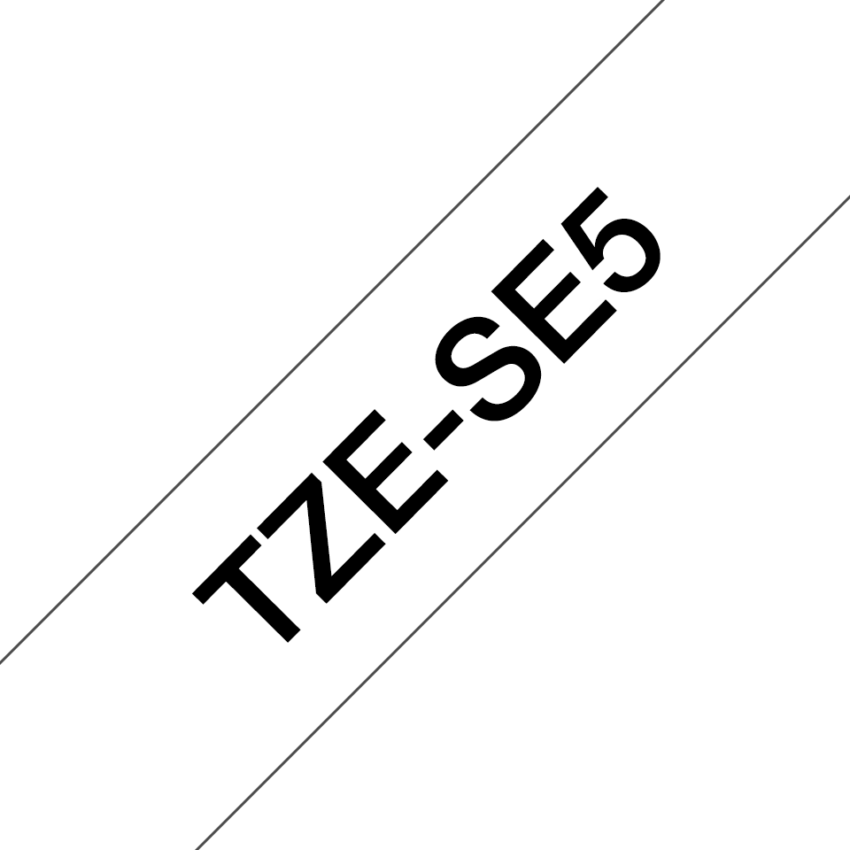 Oryginalna taśma zabezpieczająca TZe-SE5 firmy Brother – czarny nadruk na białym tle, 24 mm szerokości 